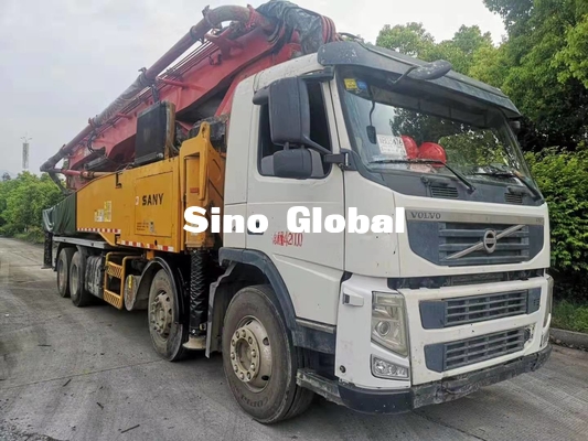 Xe bơm bê tông đã qua sử dụng màu đỏ với khung xe Volve 56m / 6 đoạn
